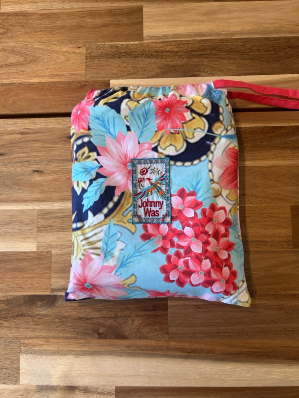 Johnny Was Floral Beach Blanket with Drawstring Pouch - Multicolor